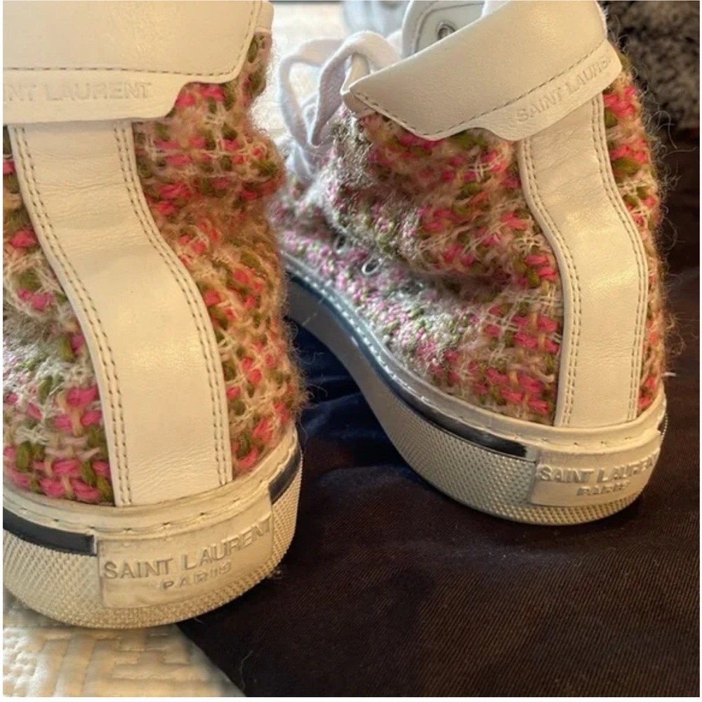 Saint Laurent Malibu Bedford Tweed High Top Pink Sneaker Size 38 - Picture 5 of 9